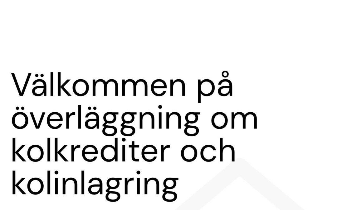 Välkommen på överläggning om kolkrediter och kolinlagring