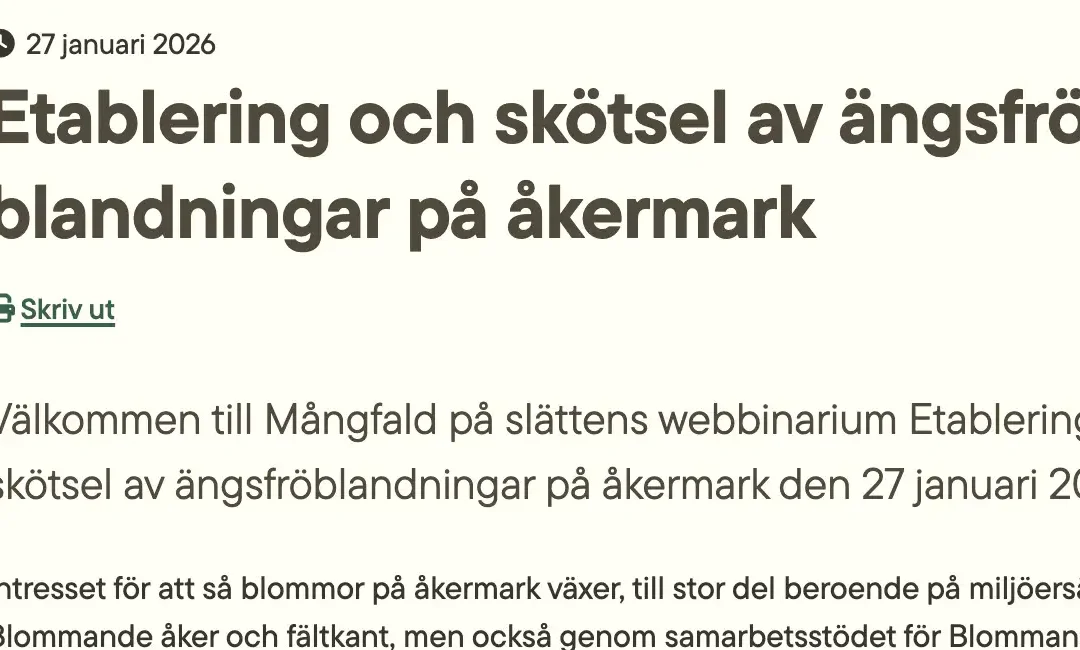 Etablering och skötsel av ängsfrö­blandningar på åkermark